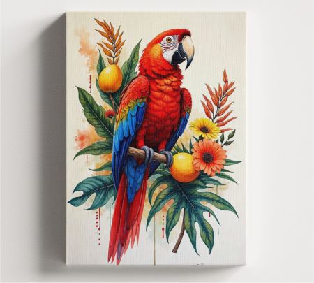 Vibrant Macaw Wall Canvas Mockup