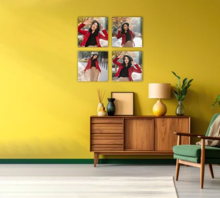 4 Panel Wall Display Canvas 32"x32" Mockup