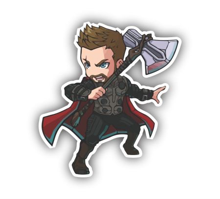 Chibi Thor With Stormbreaker Sticker Mockup