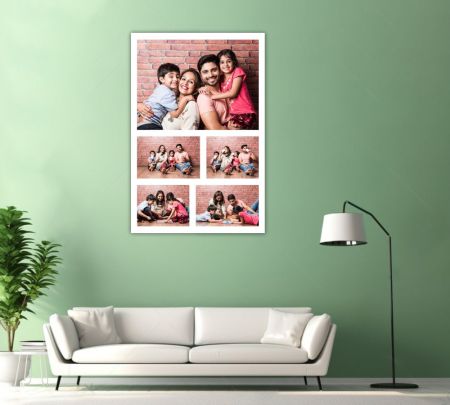 5 Portrait Photo Collage For Family Mockup