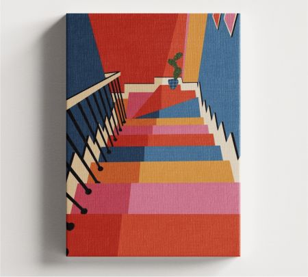 Abstract Painting of Stairs Wall Art Canvas Mockup