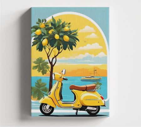 Coastal Vespa Dream Wall Art Canvas Mockup
