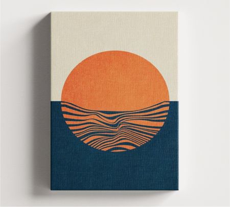 Boho Sun and Waves Wall Art Canvas Mockup