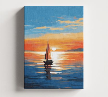 Sailboat Sunset Wall Art Canvas Mockup