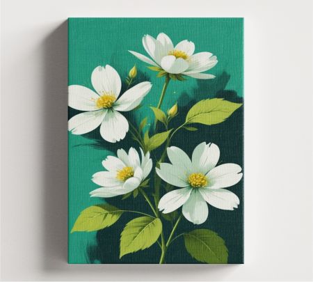 Blooming White Blossoms Wall Art Canvas Mockup