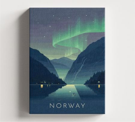 Norway Northern Lights Wall art Canvas Mockup