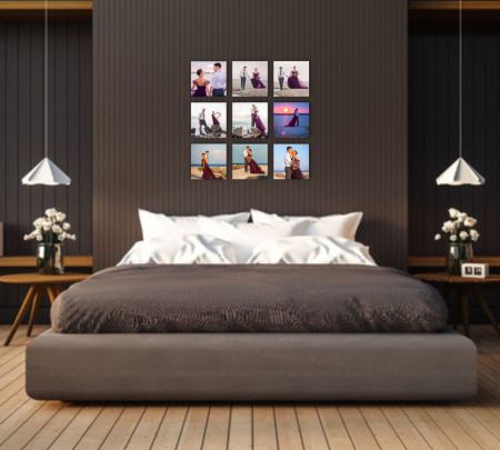 9 Panel Wall Display Canvas 40"x40" Mockup