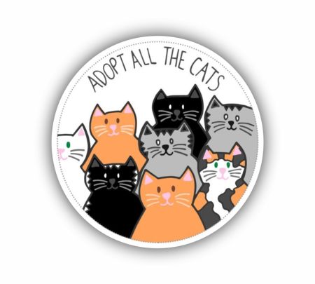 Adopt All The Cats Sticker Mockup