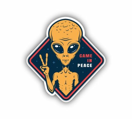 Alien Peace Sign Sticker
