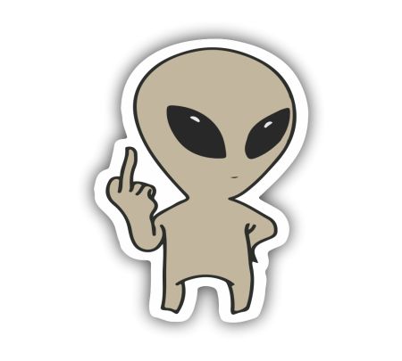 Alien Showing Middle Finger Sticker Mockup