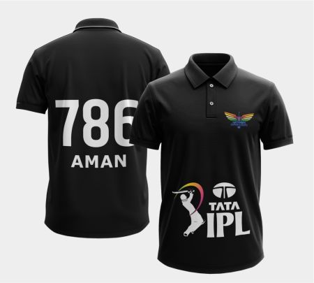 Black IPL Polo T-Shirts With Customize Name