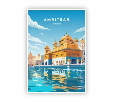 Amritsar Golden Temple Poster Mockup