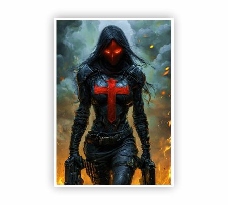 Apocalyptic Female Knight Poster Mockup