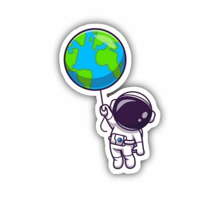 Astronaut Floating With Earth Sticker