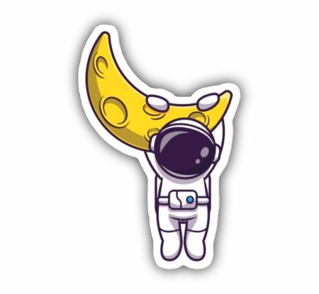 Astronaut Hanging On The Moon Sticker