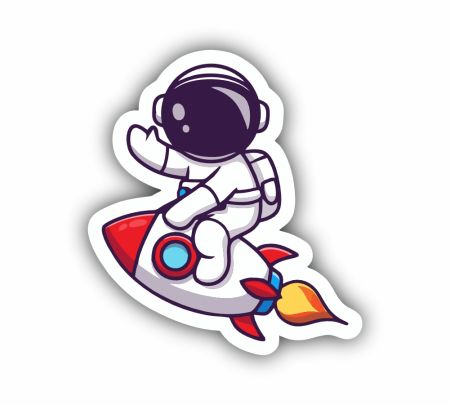 Astronaut On Rocket Sticker