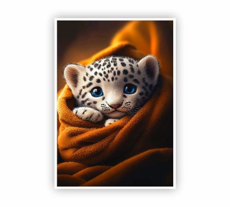 Baby Leopard in Blanket Poster Mockup