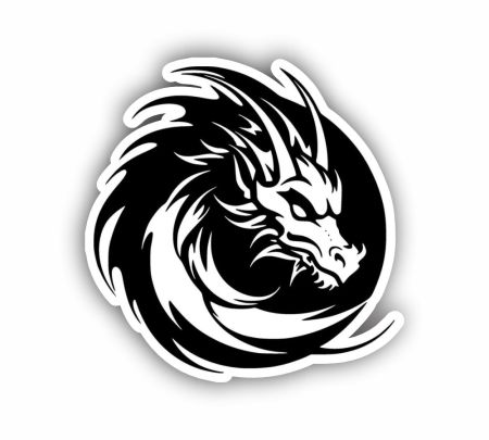 Black and White Dragon Sticker