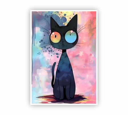 Black Cat Art Poster Mockup