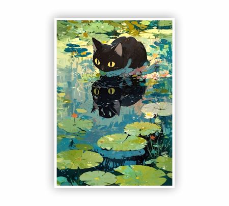 Black Cat In The Swamp Poster Mockup