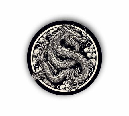 Black Dragon Badge Sticker