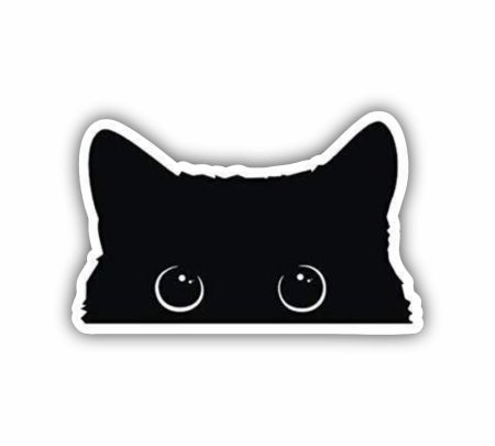 Black Peeking Cat Meme Sticker Mockup