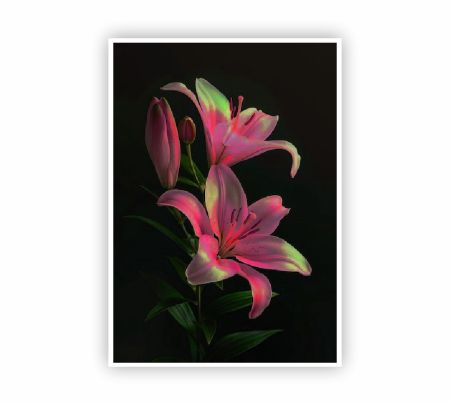 Blooming Pink Lilies Poster Mockup