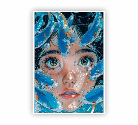 Blue Carp Girl Poster Mockup