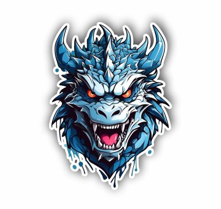 Blue Dragon Head Sticker
