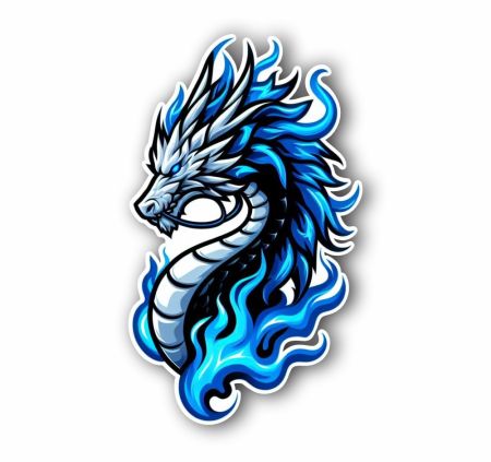 Blue Flame Dragon Sticker
