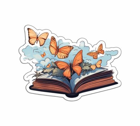 Cute Butterfly Book Sticker Mockup