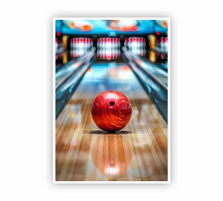 Bowling Balls And Pins In The Alley Poster Mockup