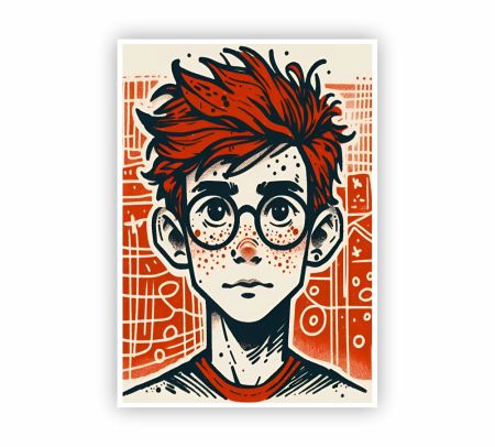 Boy Wearing Glasses Poster Mockup