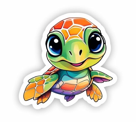 Bright Sea Turtle Sticker Mockup