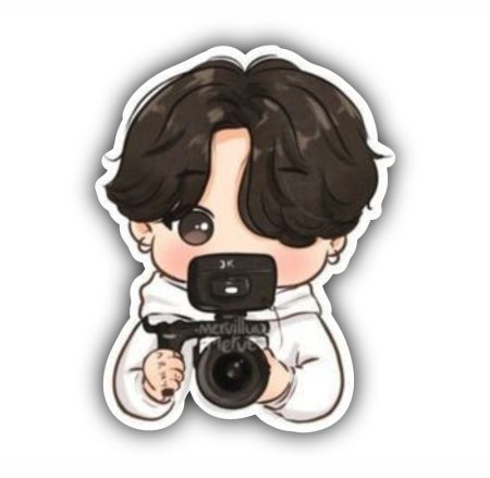 BTS Holding Camera Sticker Mockup