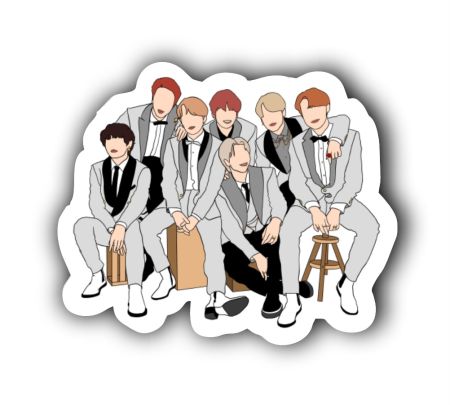 BTS Sketch Art Sticker Mockup