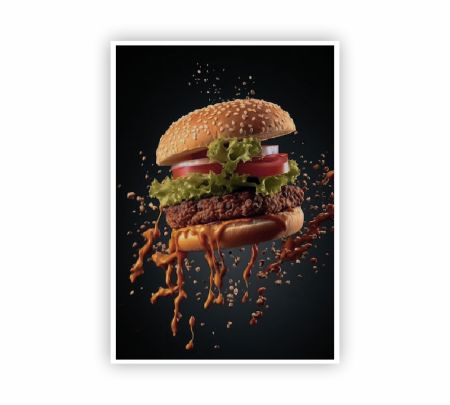 Burger in Motion Poster Mockup