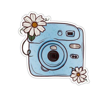 Camera Flower Sticker Mockup