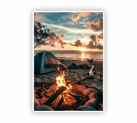 Campfire On The Beach Poster Mockup