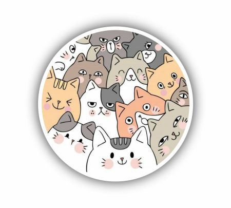Cartoon Cute Face Cats Sticker Mockup