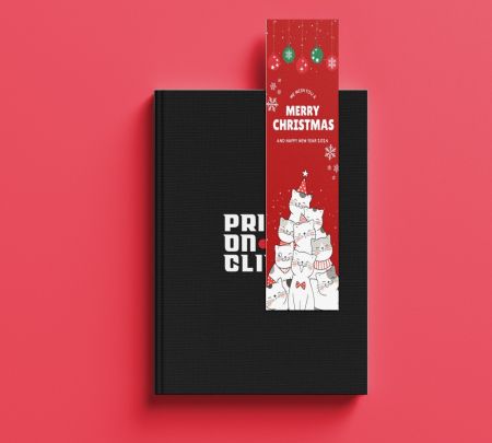 Cat Christmas Bookmark Mockup