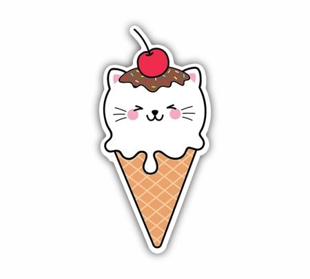 Cat Ice Cream Cone Sticker Mockup