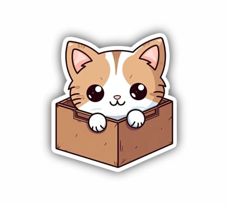Cat In A Box Sticker Mockup