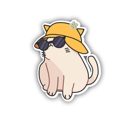 Cat In Glasses Sticker Mockup