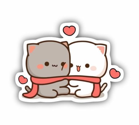 Cat Peach And Goma Love Sticker Mockup