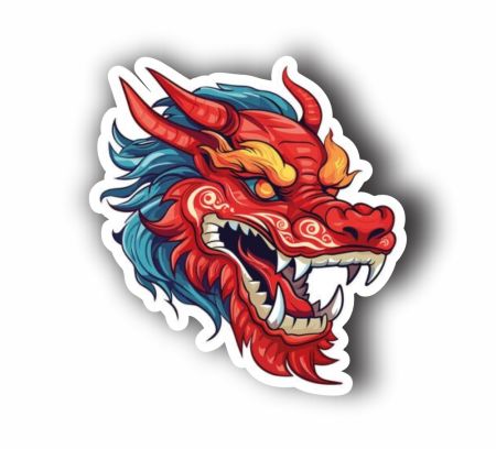 Chinese Dragon Head Sticker Mockup