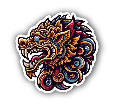 Chinese Dragon Head 01 Sticker Mockup