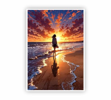 Chasing Sunset On The Beach Poster Mockup