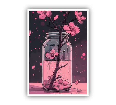 Cherry Blossoms in a Glass Jar Poster Mockup