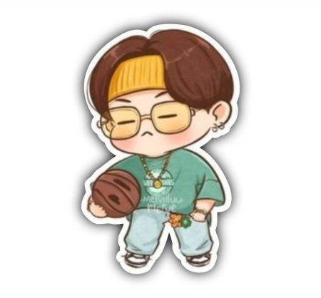 Chibi BTS Basketball Sticker Mockup